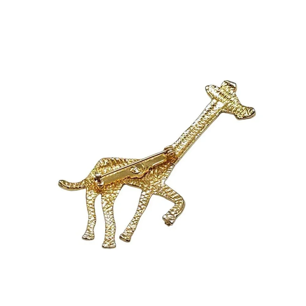 Gold Tone Running Large Giraffe Brooch Pin Vintage 2.5 inches